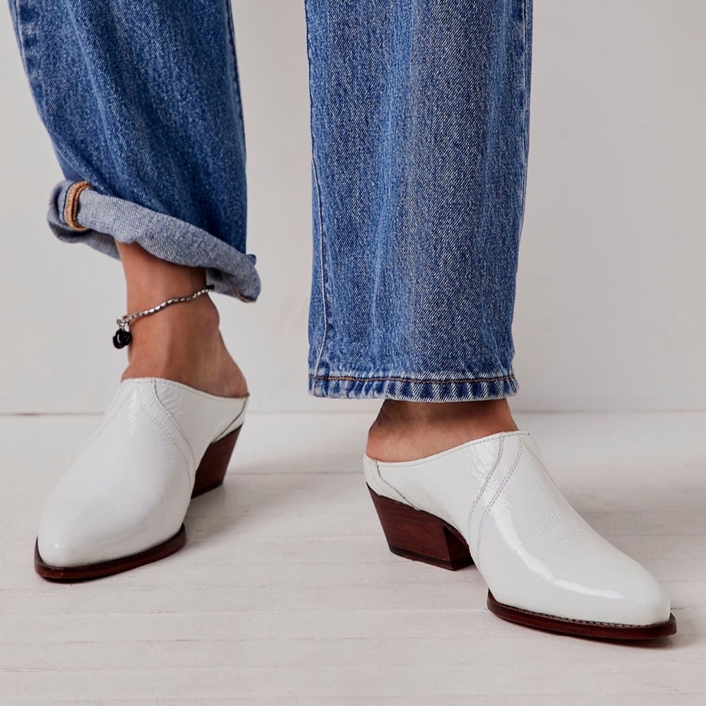 Free People New Frontier Western Mules in White Patent